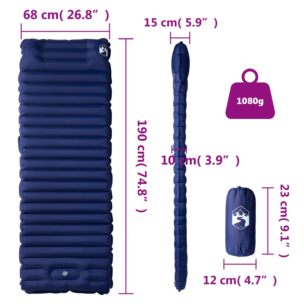 Self Inflating Camping Mattress With Pillow 1-Person
