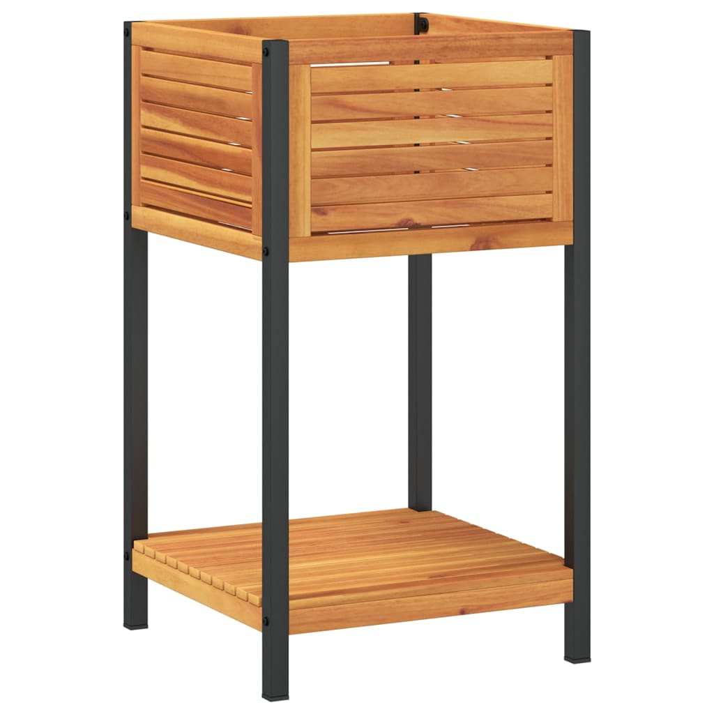 Planter Garden Shelf Solid Wood Acacia Steel powder-coated steel 80 x 45 x 80 cm