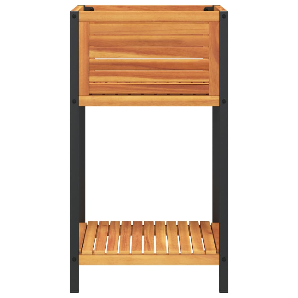 Planter Garden Shelf Solid Wood Acacia Steel powder-coated steel 80 x 45 x 80 cm