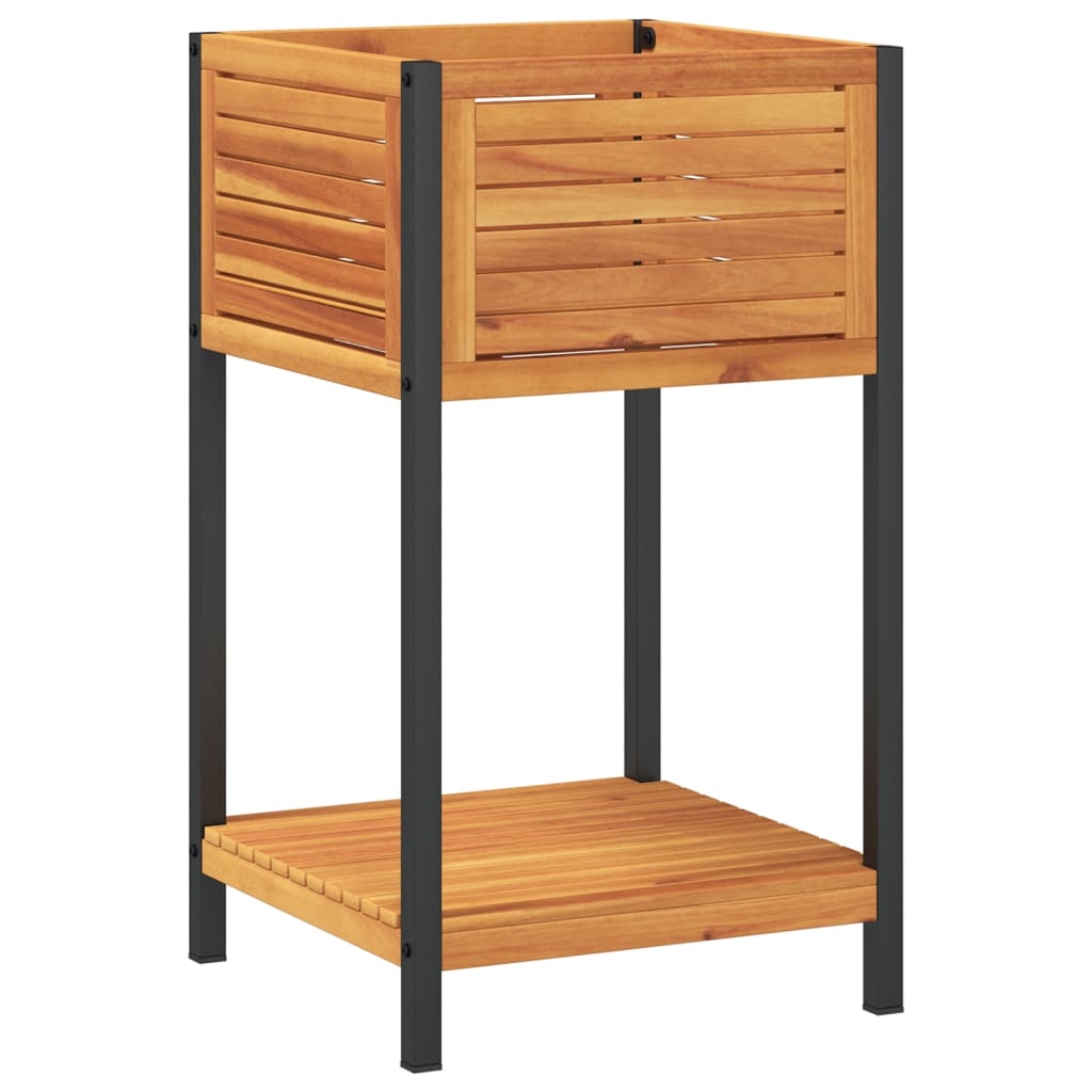 Planter Garden Shelf Solid Wood Acacia Steel powder-coated steel 80 x 45 x 80 cm