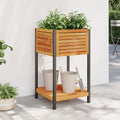 Planter Garden Shelf Solid Wood Acacia Steel powder-coated steel 80 x 45 x 80 cm