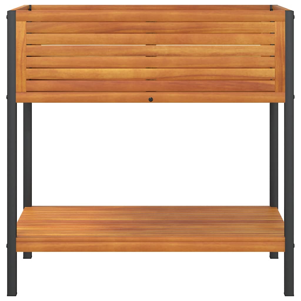 Planter Garden Shelf Solid Wood Acacia Steel powder-coated steel 80 x 45 x 80 cm