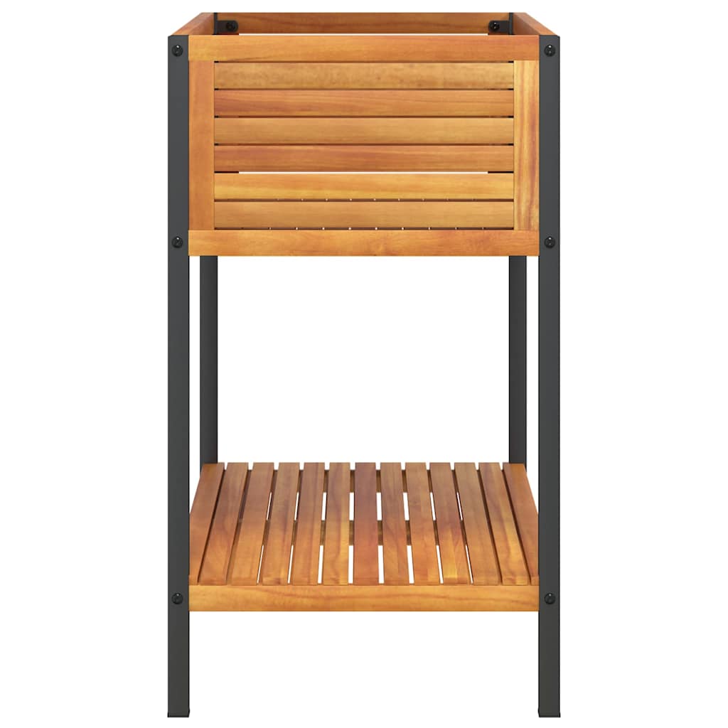 Planter Garden Shelf Solid Wood Acacia Steel powder-coated steel 80 x 45 x 80 cm