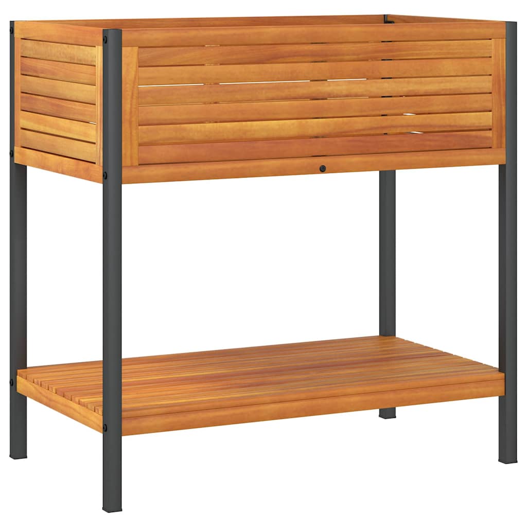 Planter Garden Shelf Solid Wood Acacia Steel powder-coated steel 80 x 45 x 80 cm