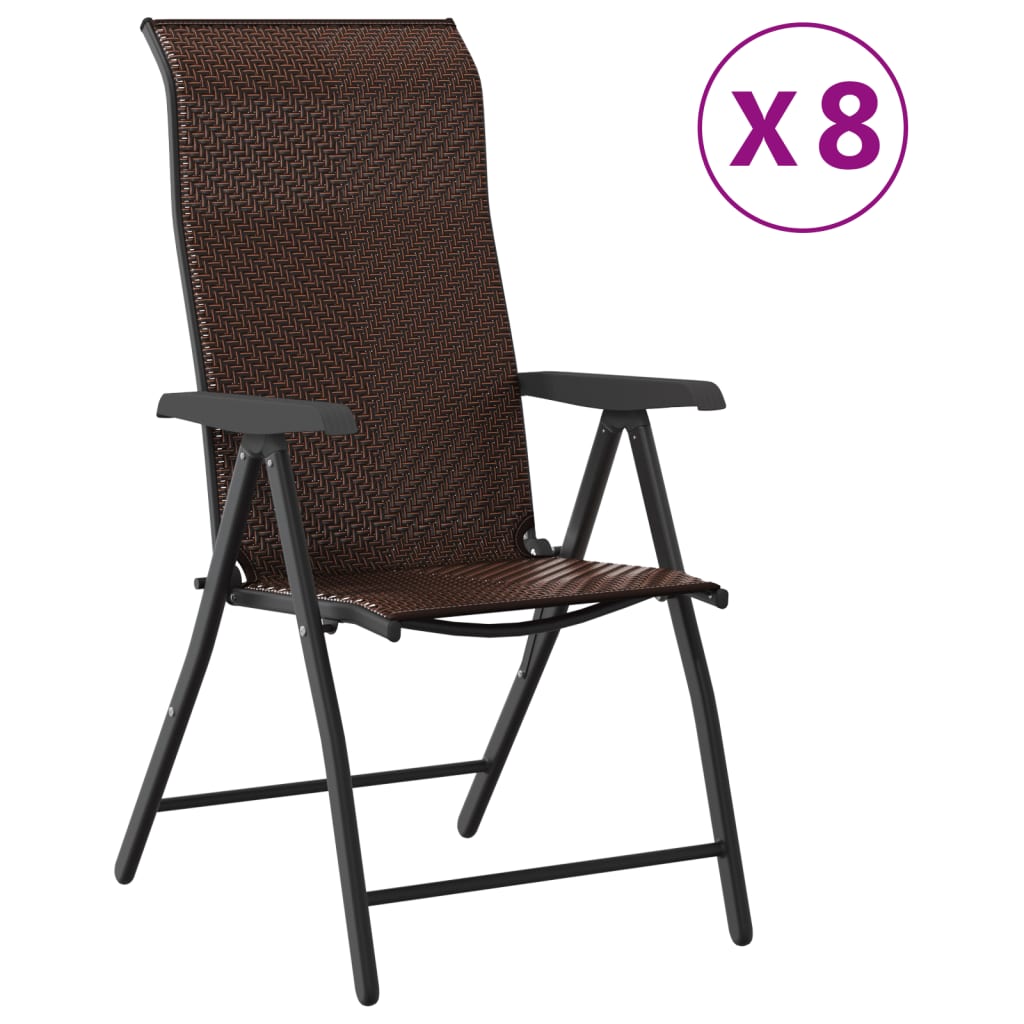 Folding Garden Chairs 8 Pcs Poly Rattan