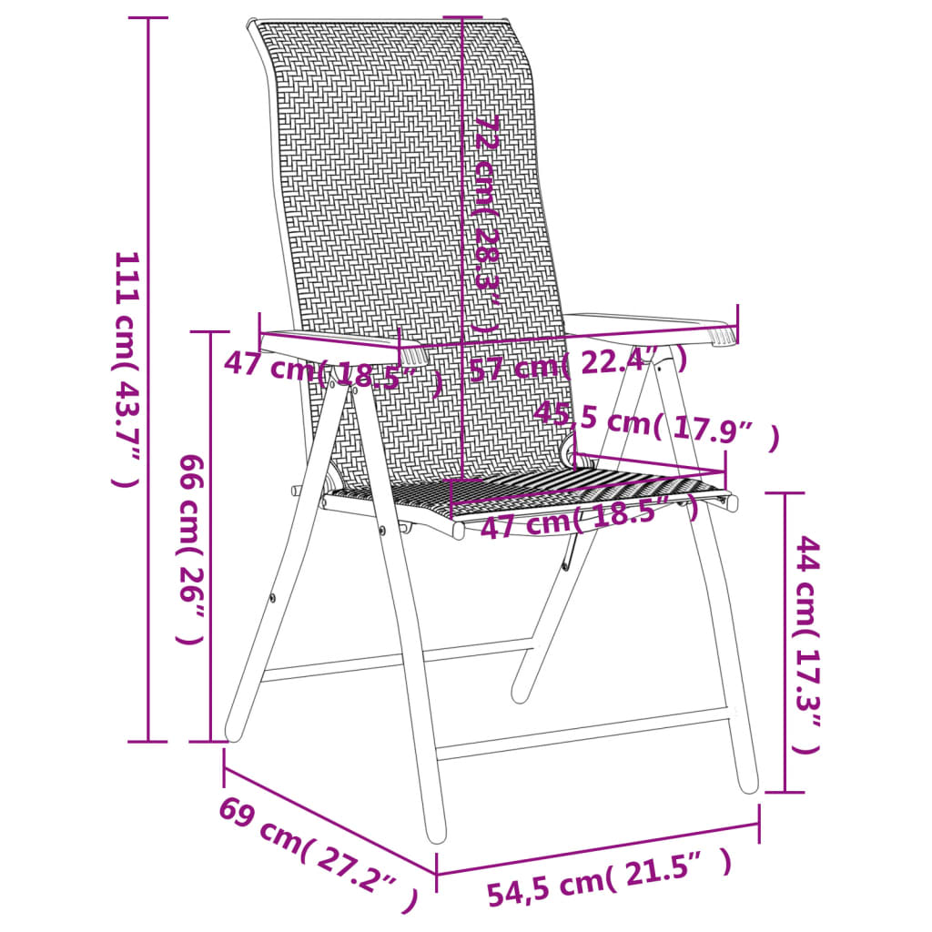 Folding Garden Chairs 8 Pcs Poly Rattan