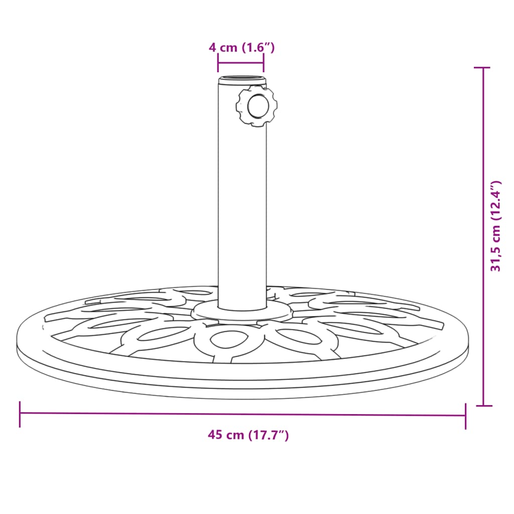 Outdoor Umbrella Bases Parasol Base Wheels Ø38 / 48 Mm Poles Round Black