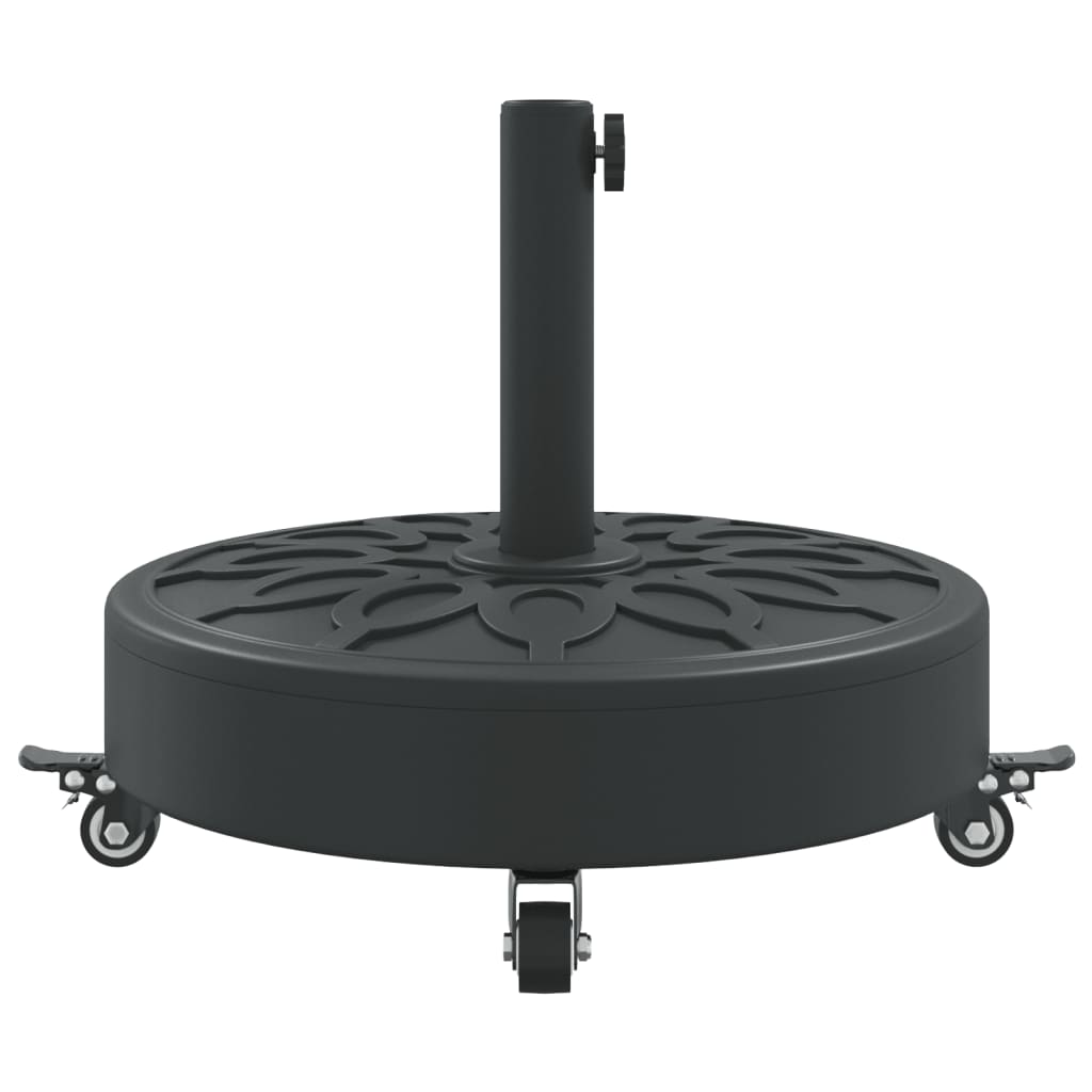Outdoor Umbrella Bases Parasol Base Wheels Ø38 / 48 Mm Poles Round Black