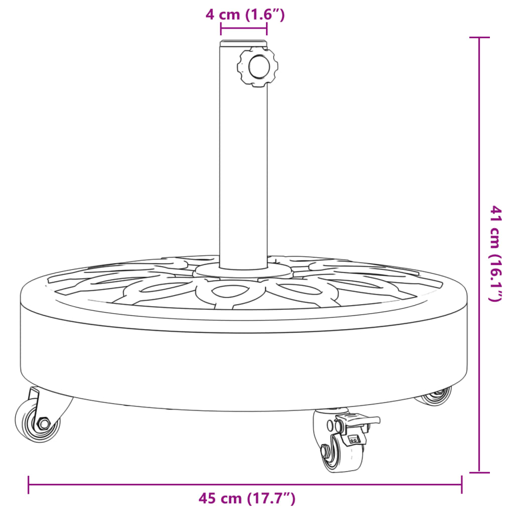 Parasol Base With Wheels For Ø38 / 48 Mm Poles Round