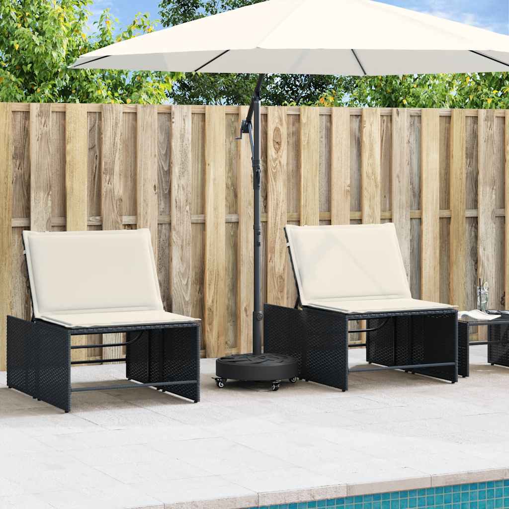 Outdoor Umbrella Bases Parasol Base Wheels Ø38 / 48 Mm Poles Round Black