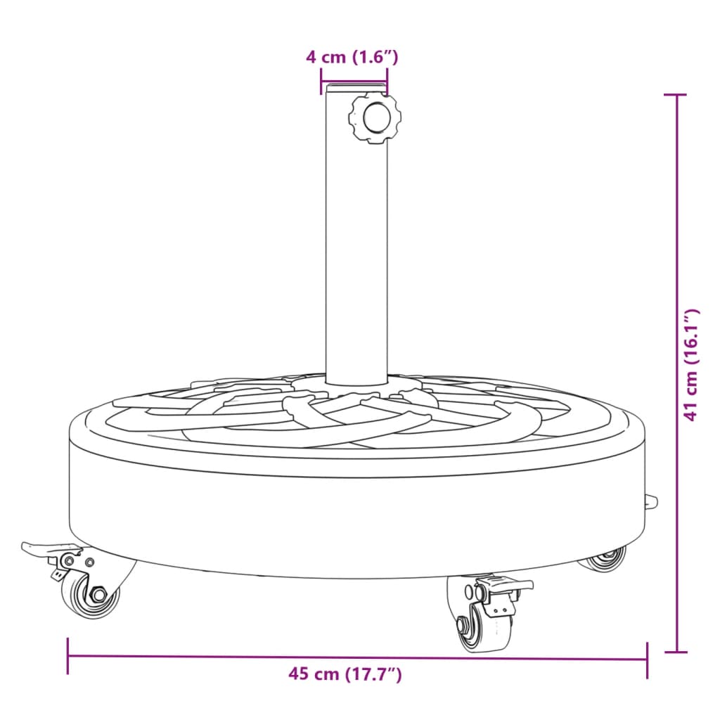 Parasol Base With Wheels For Ø38 / 48 Mm Poles Round