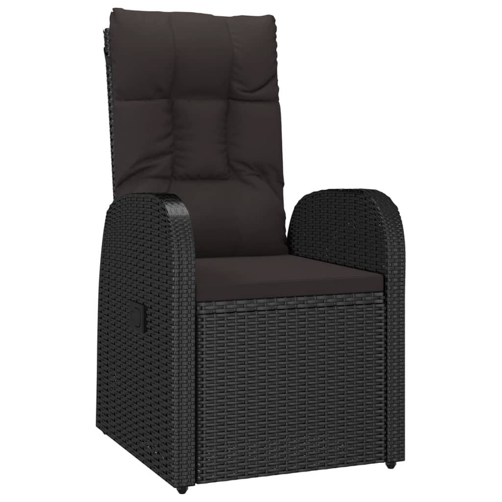 11 Piece Garden Dining Set With Cushions Black Poly Rattan