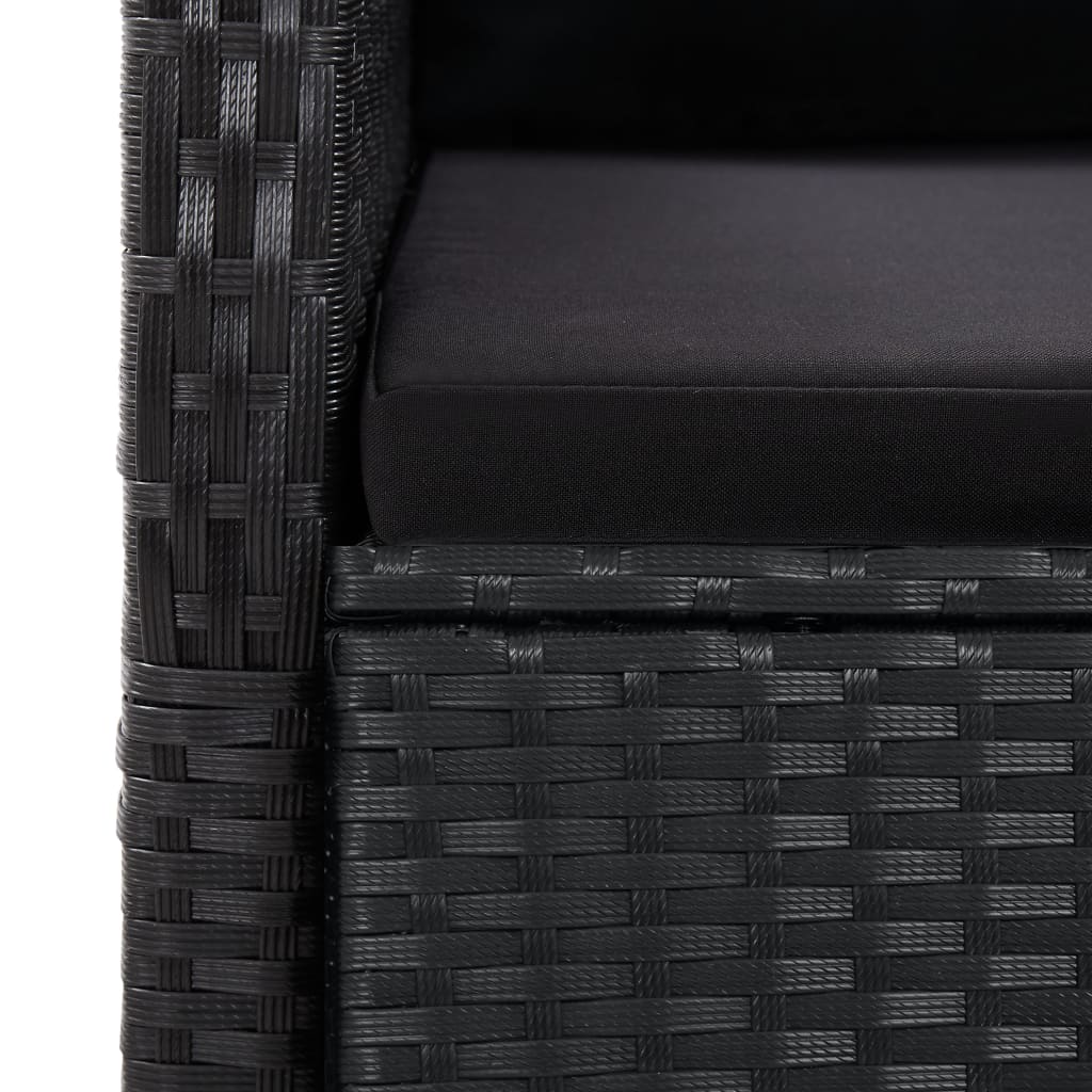 11 Piece Garden Dining Set With Cushions Black Poly Rattan