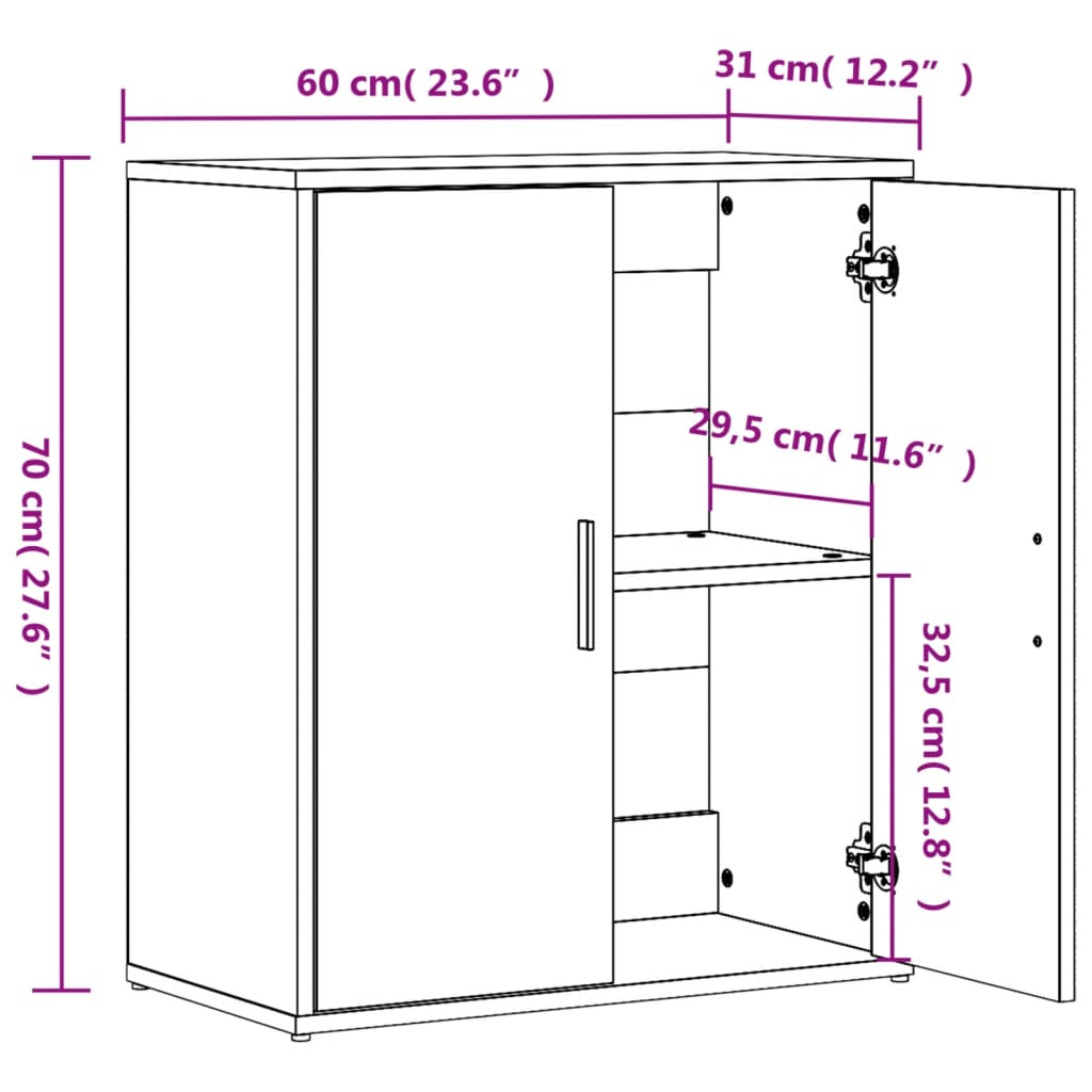 Sideboards 2 Pcs 60X31X70 Cm Engineered Wood
