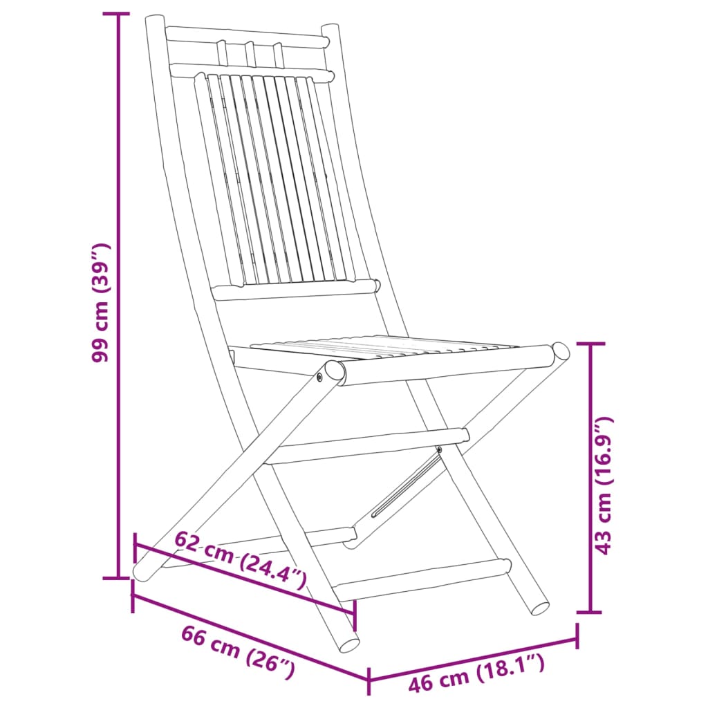 Folding Garden Chairs 8 Pcs 46X66X99 Cm Bamboo