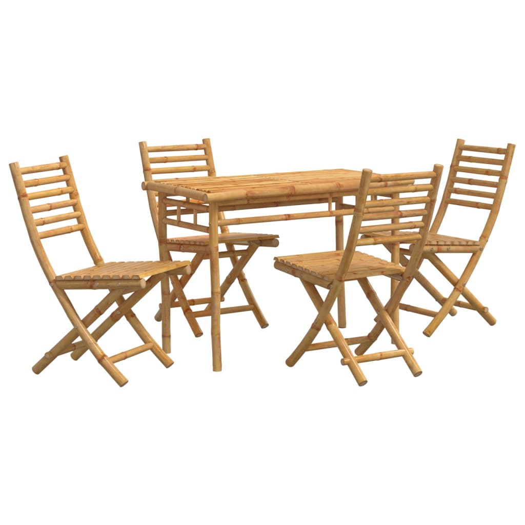 Outdoor Furniture Set 5 Piece Garden Dining Bamboo Bamboo with a natural finish