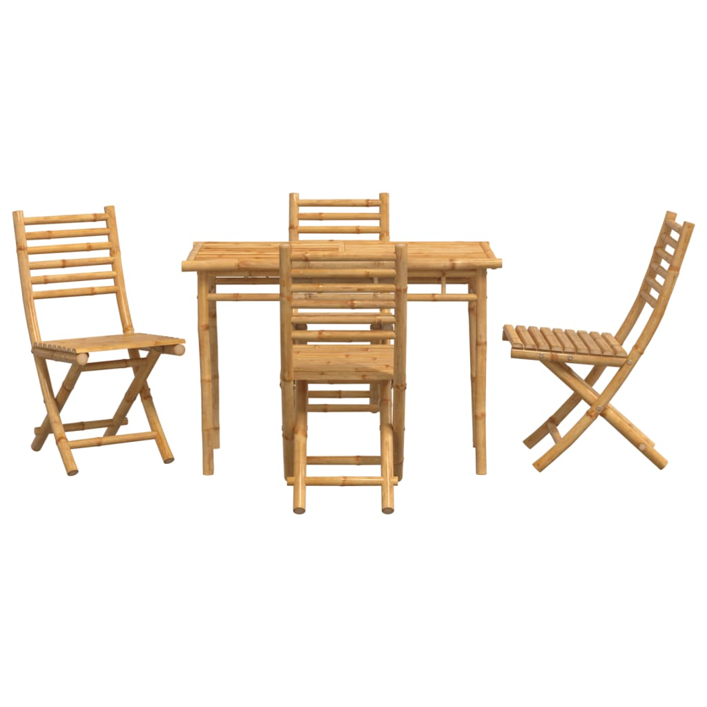 Outdoor Furniture Set 5 Piece Garden Dining Bamboo Bamboo with a natural finish