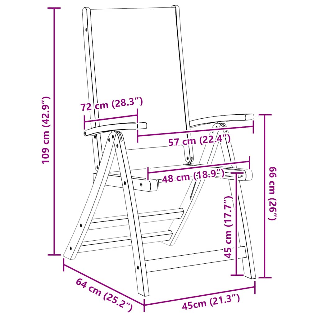 Folding Garden Chairs 6 Pcs Solid Wood Acacia And Textilene