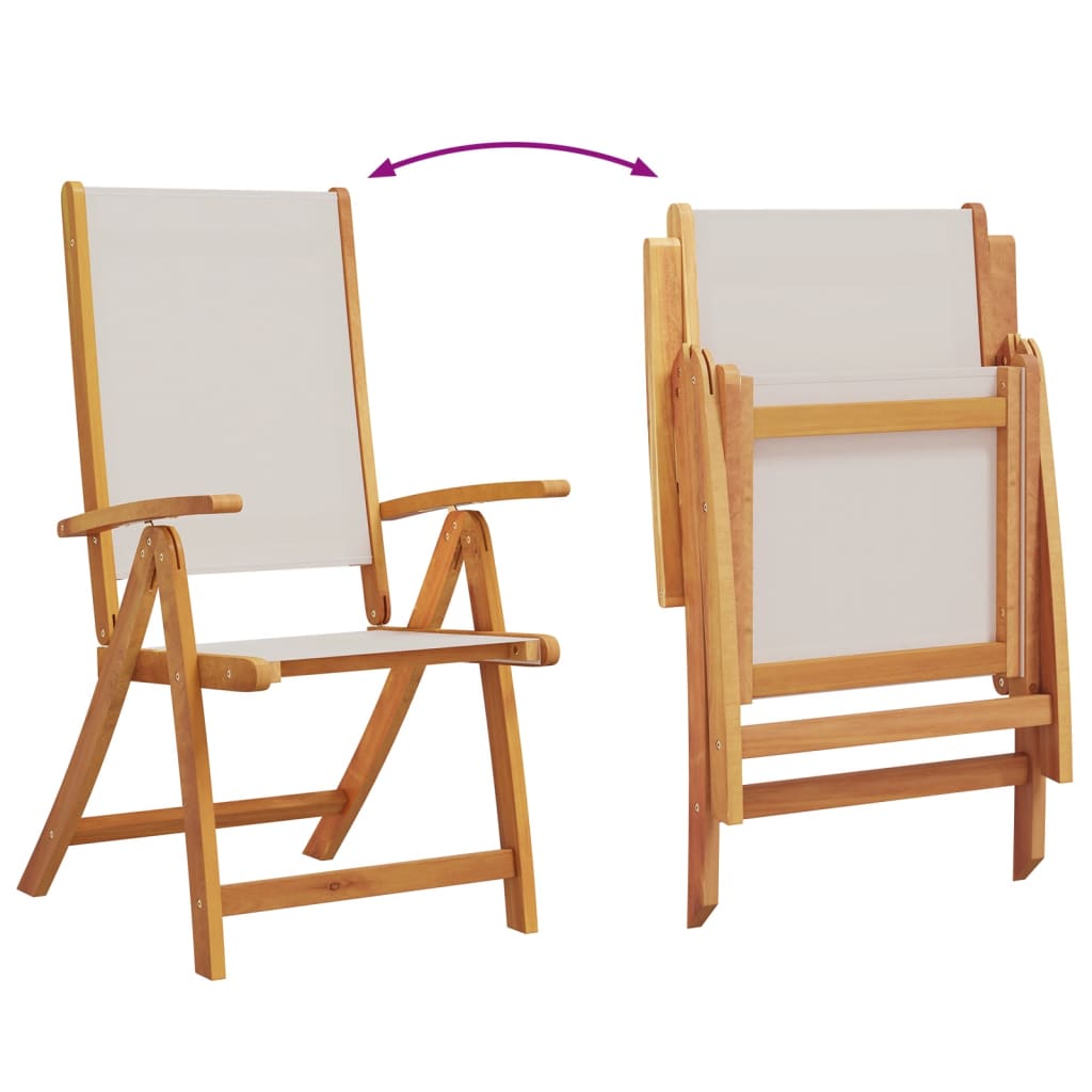 Folding Garden Chairs 6 Pcs Solid Wood Acacia And Textilene