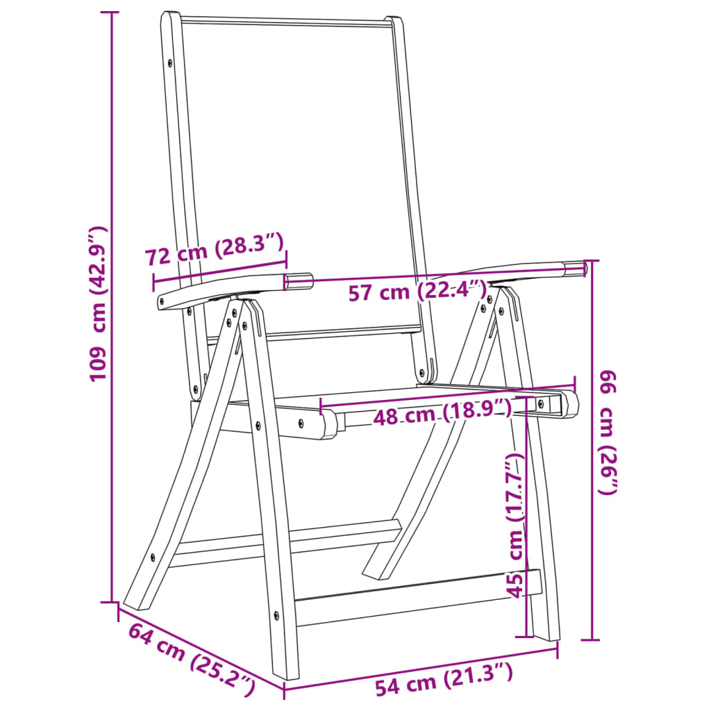 Folding Garden Chairs 6 Pcs Solid Wood Acacia And Textilene