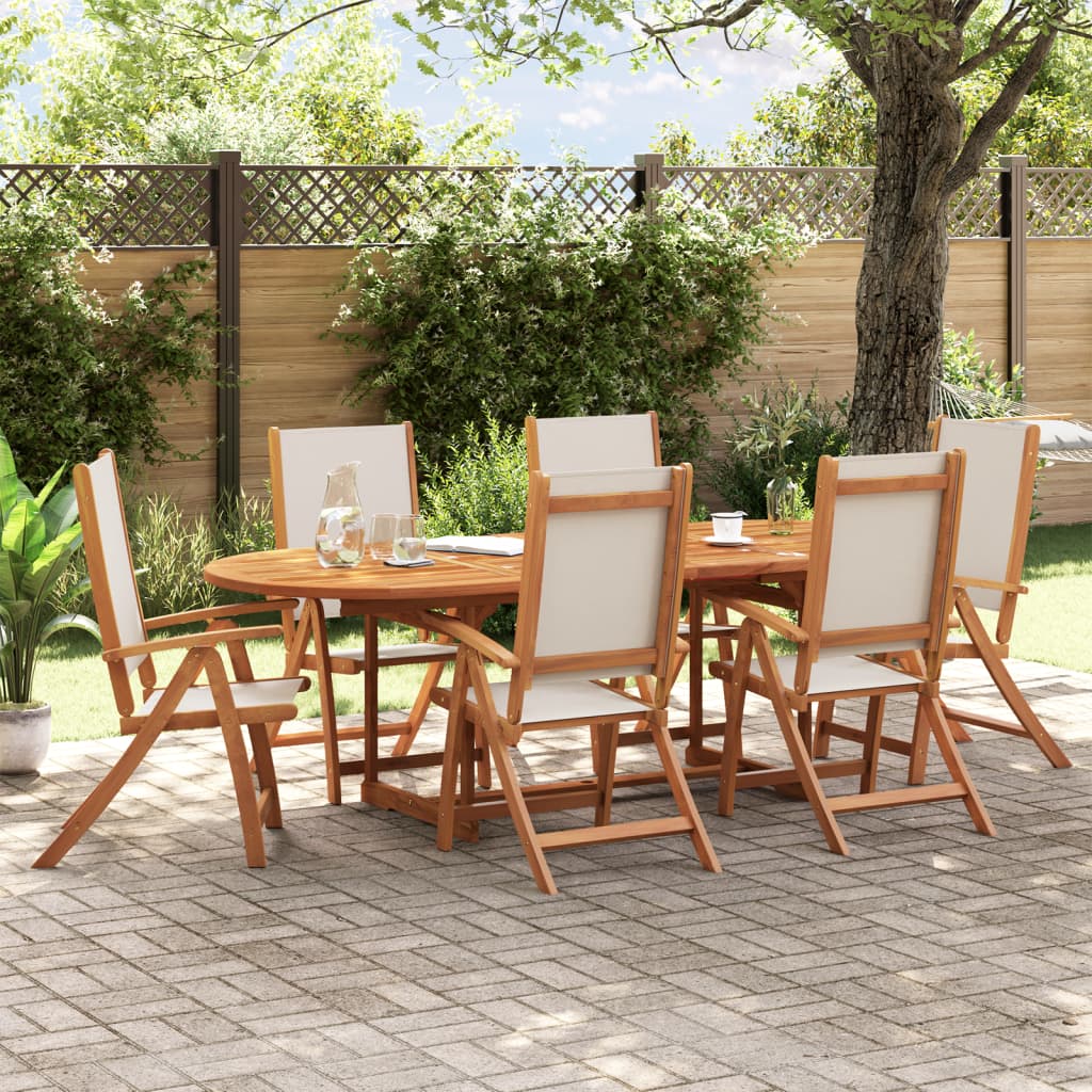 Folding Garden Chairs 6 Pcs Solid Wood Acacia And Textilene