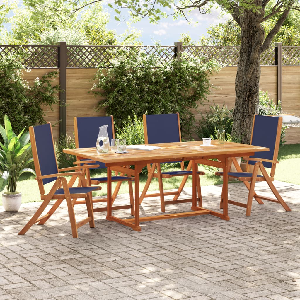 Folding Garden Chairs 6 Pcs Solid Wood Acacia And Textilene