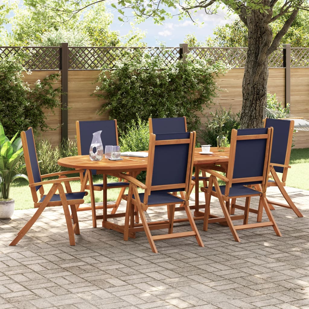 Folding Garden Chairs 6 Pcs Solid Wood Acacia And Textilene