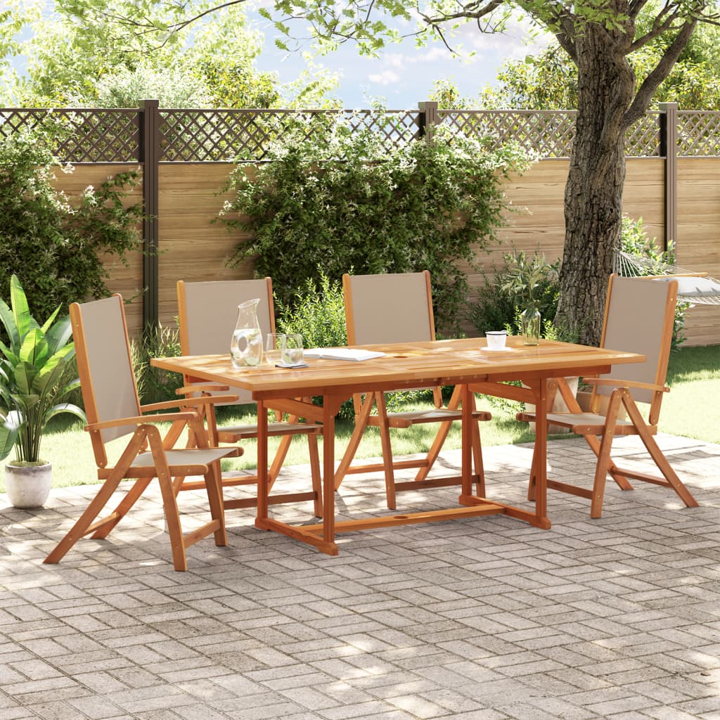 Folding Garden Chairs 6 Pcs Solid Wood Acacia And Textilene