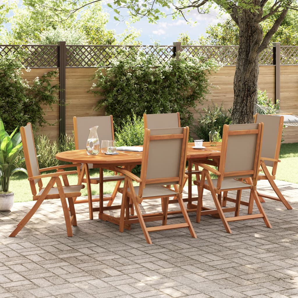 Folding Garden Chairs 6 Pcs Solid Wood Acacia And Textilene