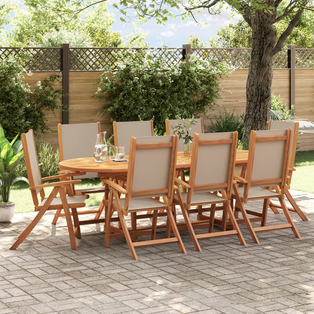 Folding Garden Chairs 6 Pcs Solid Wood Acacia And Textilene