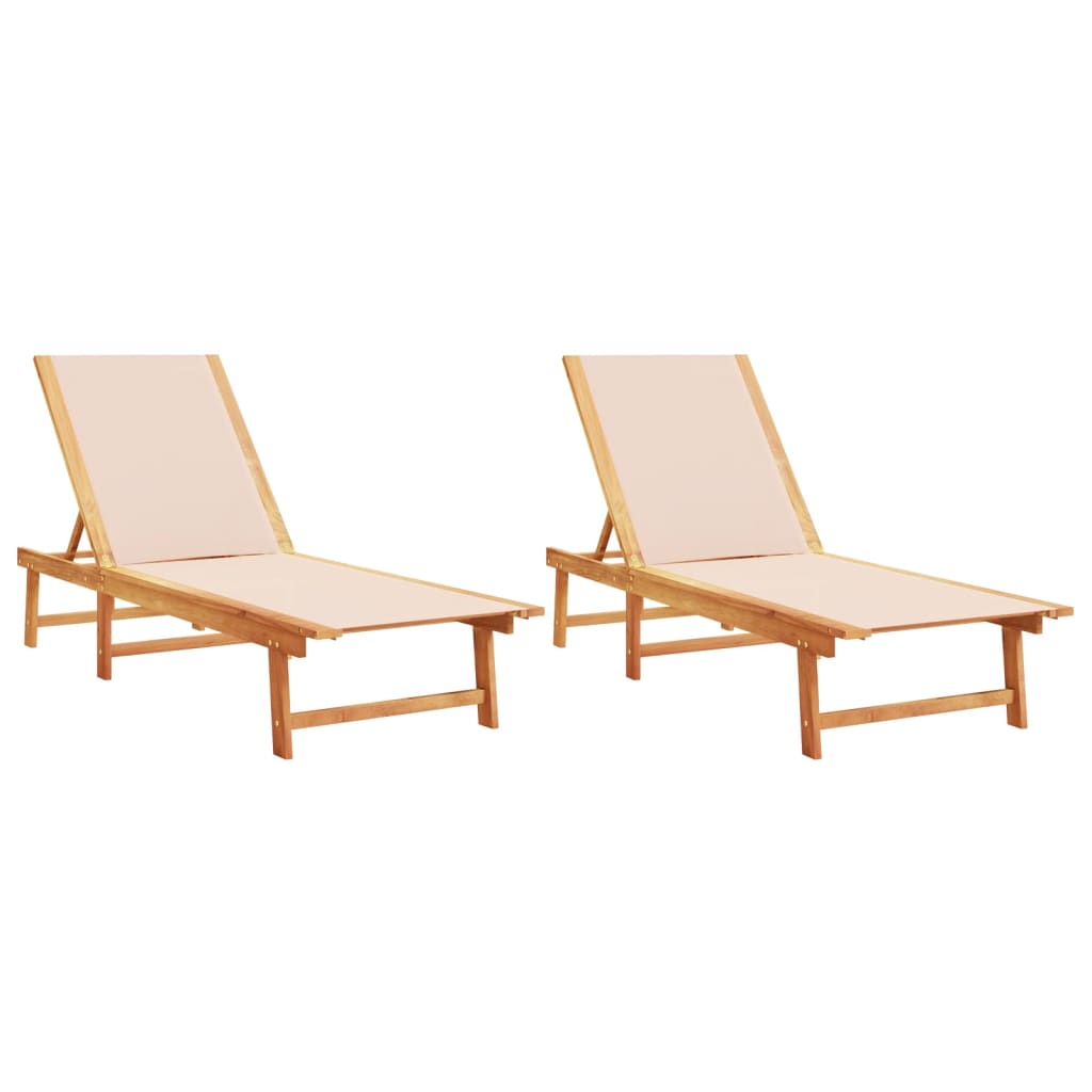 Sun Loungers 2 Pcs Solid Wood Acacia And Textilene