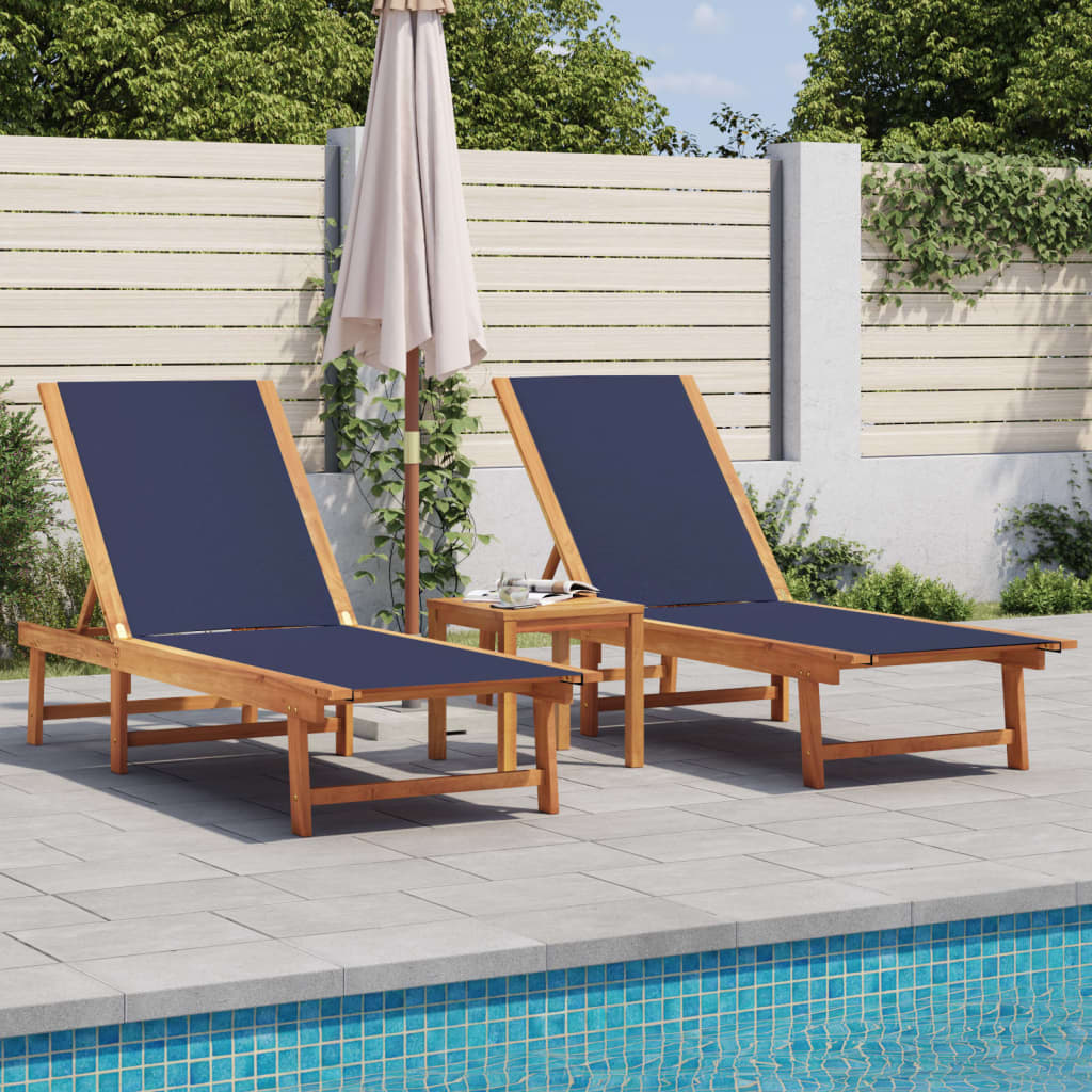 Sun Loungers 2 Pcs Solid Wood Acacia And Textilene