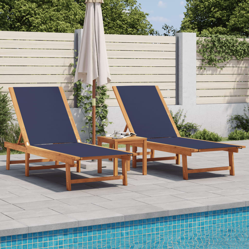 Sun Loungers 2 Pcs Solid Wood Acacia And Textilene