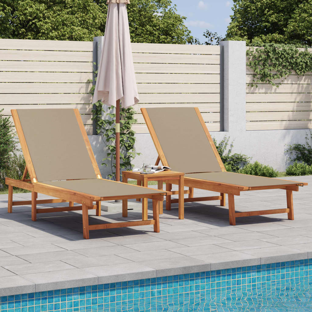 Sun Loungers 2 Pcs Solid Wood Acacia And Textilene