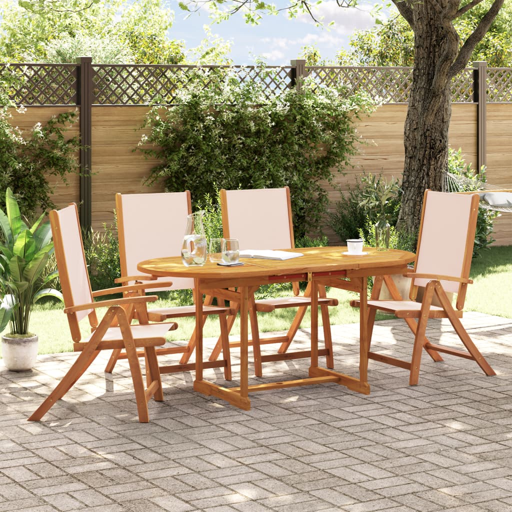 7 Piece Garden Dining Set Solid Wood Acacia And Textilene