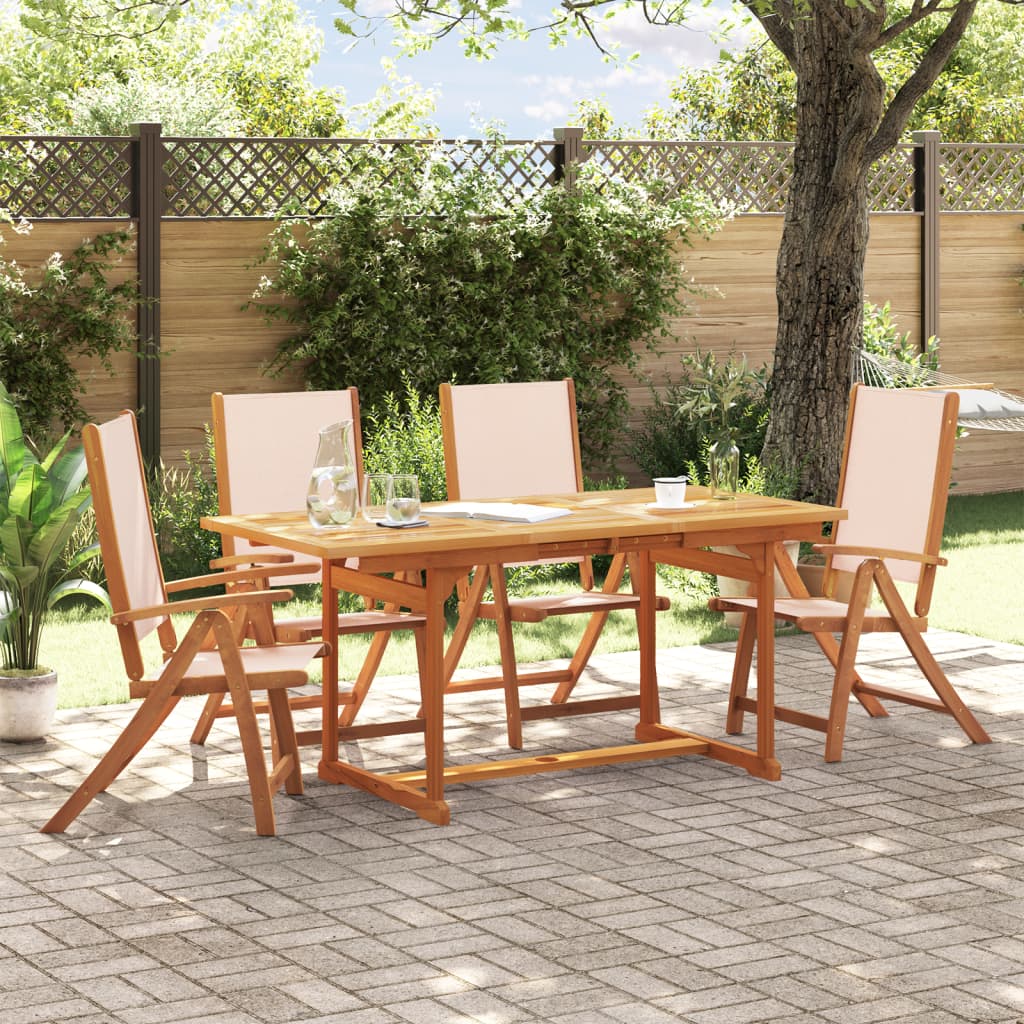 7 Piece Garden Dining Set Solid Wood Acacia And Textilene