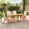 7 Piece Garden Dining Set Solid Wood Acacia And Textilene