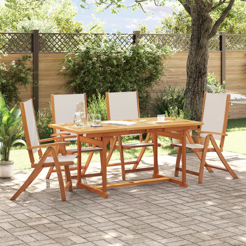 7 Piece Garden Dining Set Solid Wood Acacia And Textilene