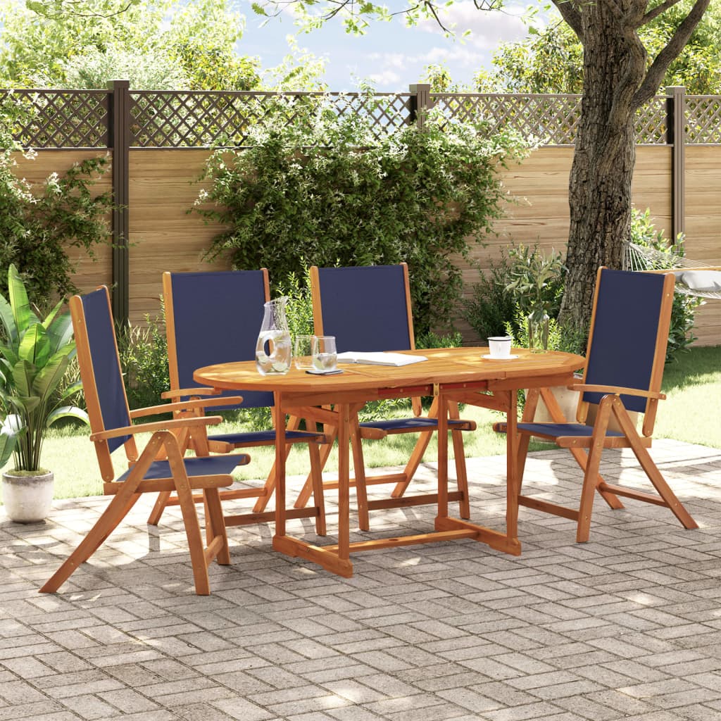 7 Piece Garden Dining Set Solid Wood Acacia And Textilene