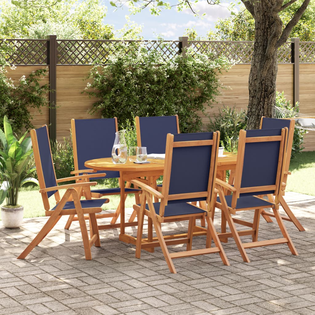 7 Piece Garden Dining Set Solid Wood Acacia And Textilene