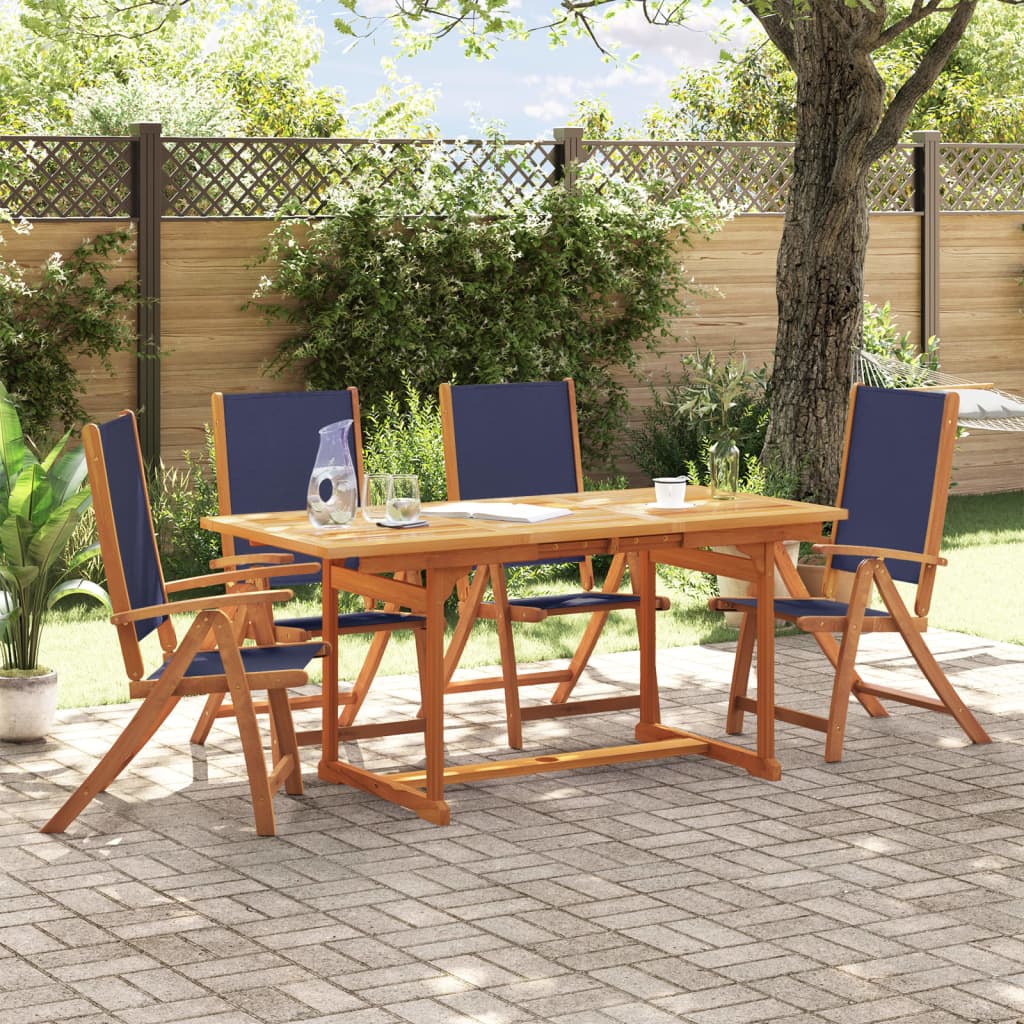 7 Piece Garden Dining Set Solid Wood Acacia And Textilene