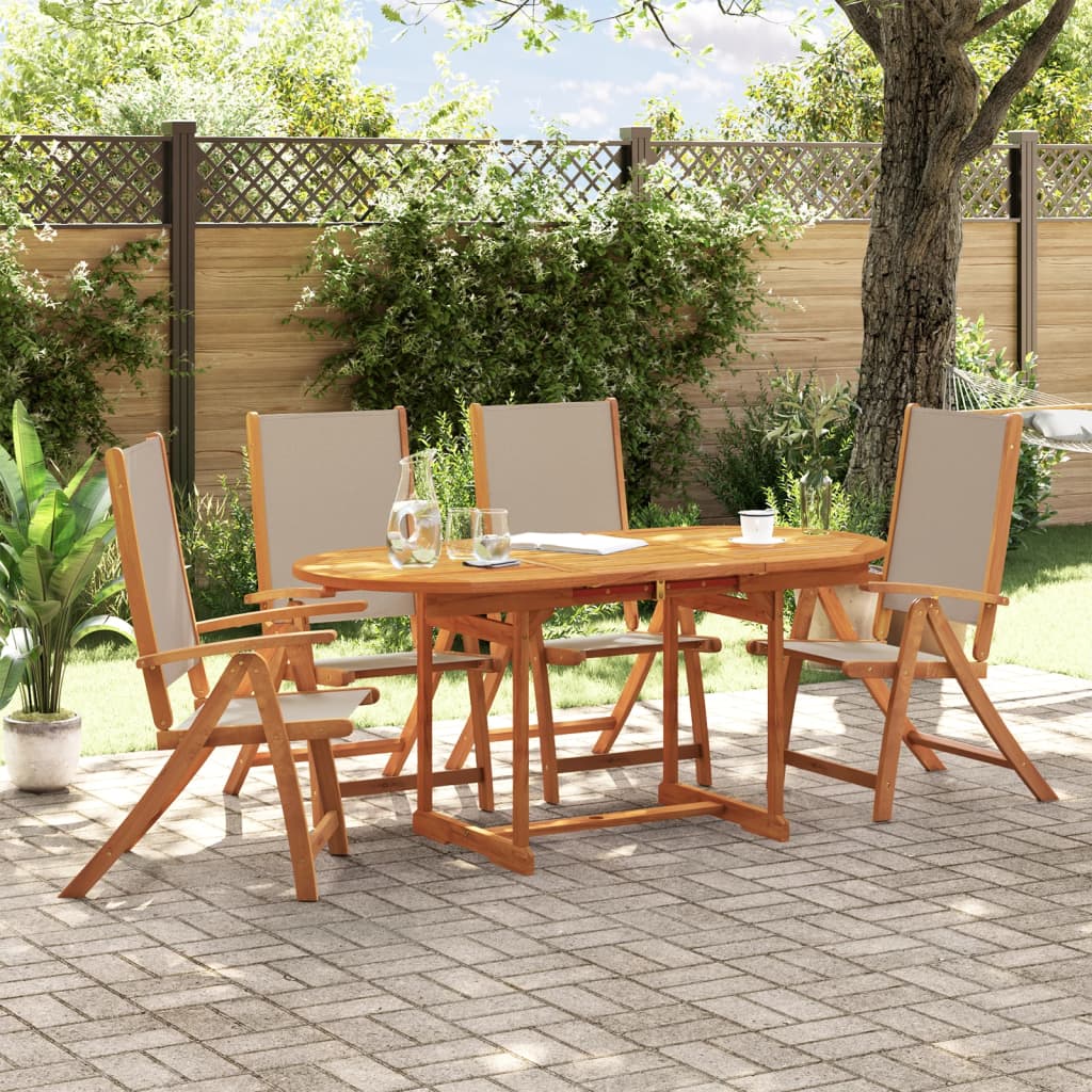 7 Piece Garden Dining Set Solid Wood Acacia And Textilene