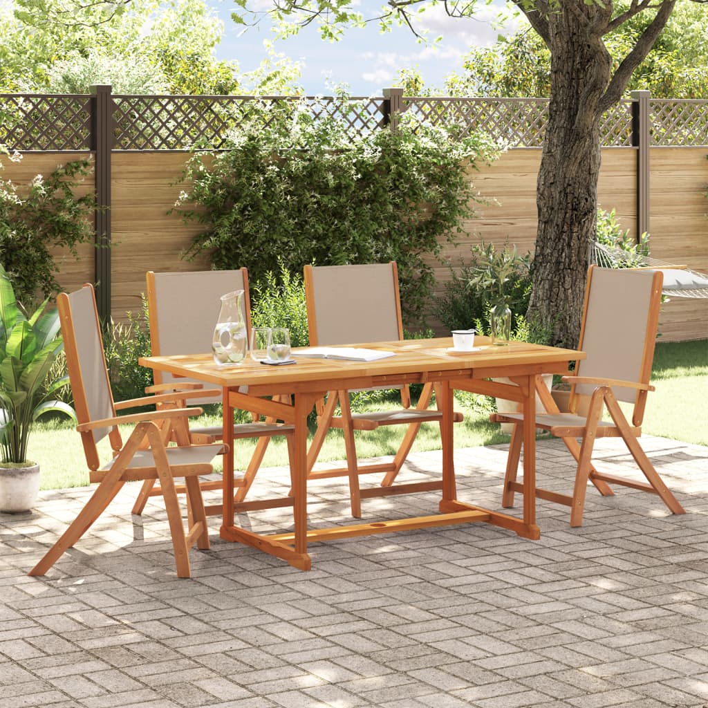 7 Piece Garden Dining Set Solid Wood Acacia And Textilene