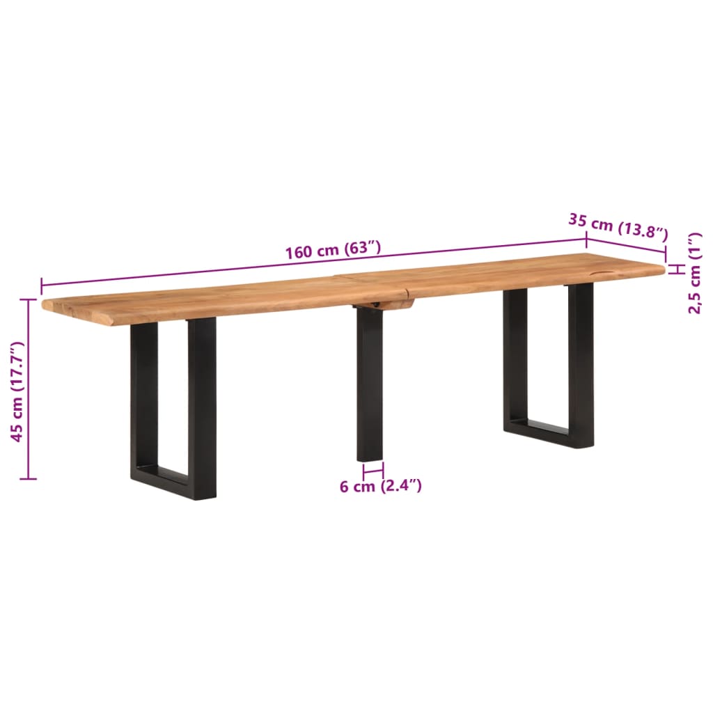 Bench Solid Wood Acacia And Steel