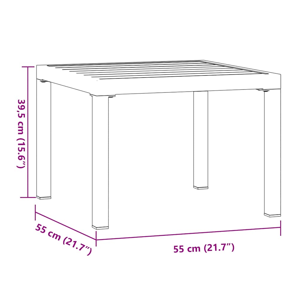 Garden Coffee Table Black 55X55X39.5 Cm Powder-Coated Steel