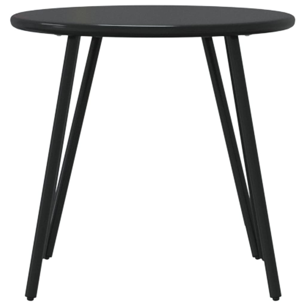 Outdoor Table Garden Coffee Table 2 Pcs Round Black Powder-Coated Steel