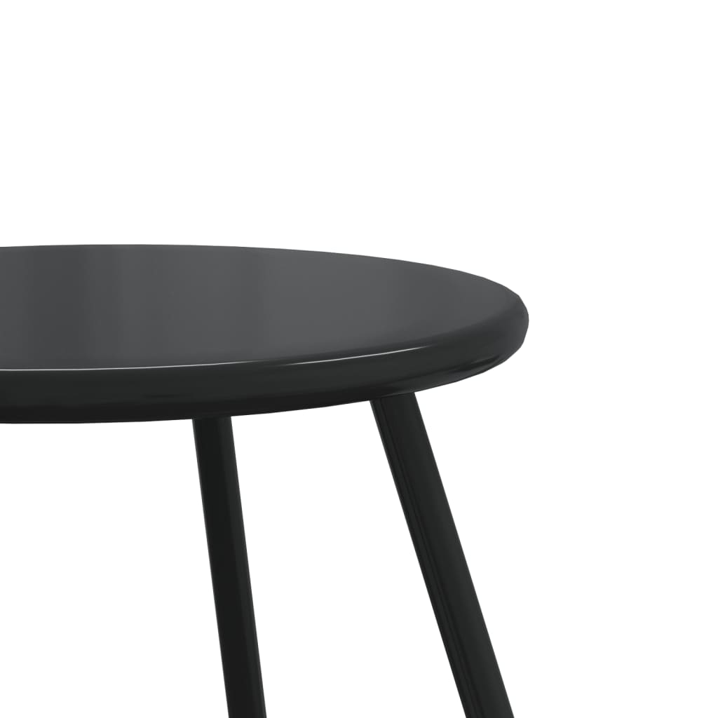 Outdoor Table Garden Coffee Table 2 Pcs Round Black Powder-Coated Steel