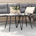 Outdoor Table Garden Coffee Table 2 Pcs Round Black Powder-Coated Steel