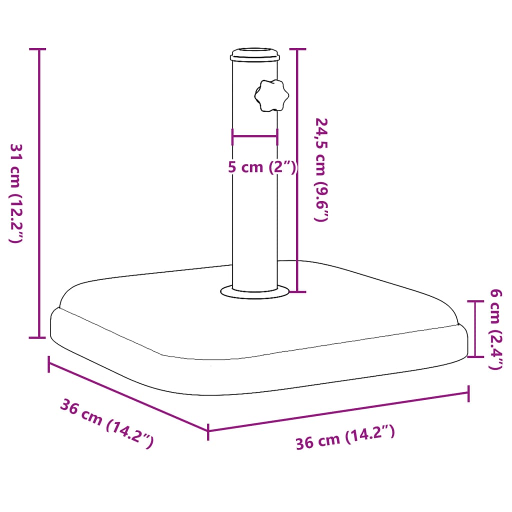 Parasol Base For Ø32/35/38 Mm Poles 11 Kg Square