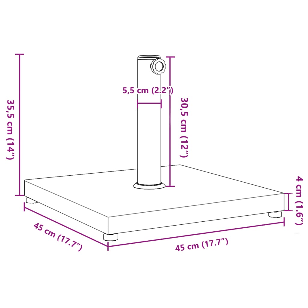 Parasol Base For Ø32/38/48 Mm Poles 18 Kg Square